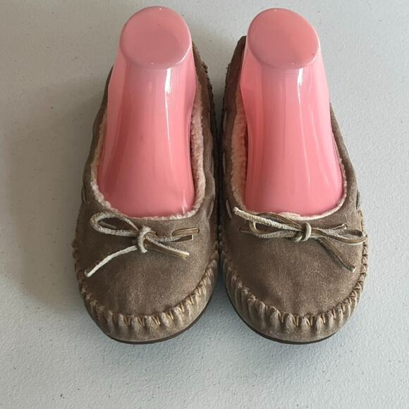 LL Bean Moccasin Slipper Women's Size 9 Hearthside Suede Sherpa Lined - Picture 7 of 12